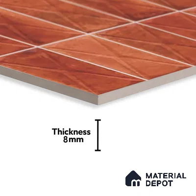 Highlighter Wall Tile TL 06537 E Beleza Red 2 ft x 1 ft Ceramic Matte Finish - 8 mm | Suitable For Kitchen Backsplash, Bathroom & Basin Accent