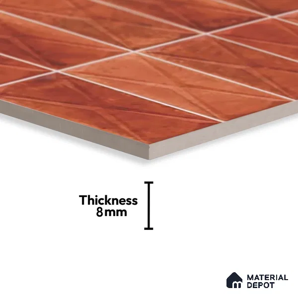 Highlighter Wall Tile TL 06537 E Beleza Red 2 ft x 1 ft Ceramic Matte Finish - 8 mm | Suitable For Kitchen Backsplash, Bathroom & Basin Accent