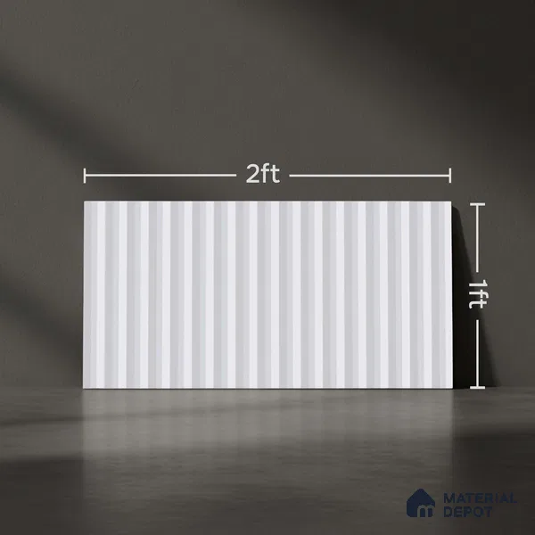 Subway Fluted Wall Tile TL 06522 B Pigmento White 2 ft x 1 ft Ceramic Matte Finish - 8 mm | Suitable for Kitchen & Bathroom | Please Expect a Slight Variation of Pattern (Sample)