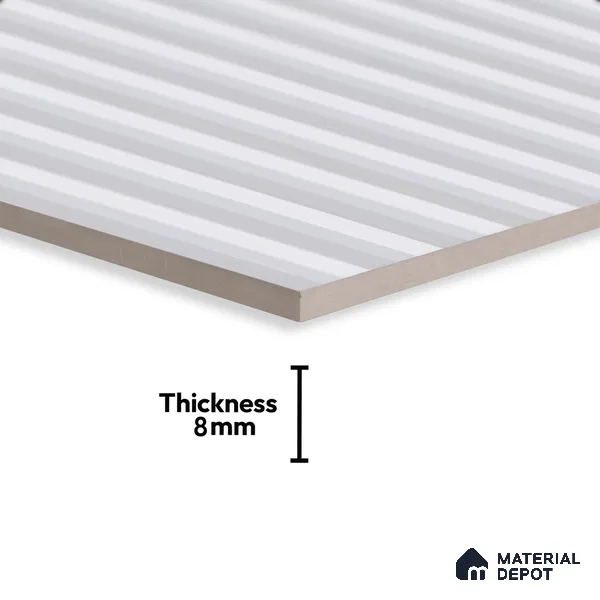 Subway Fluted Wall Tile TL 06522 B Pigmento White 2 ft x 1 ft Ceramic Matte Finish - 8 mm | Suitable for Kitchen & Bathroom | Please Expect a Slight Variation of Pattern (Sample)