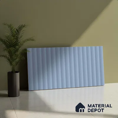 Faux Subway Fluted Wall Tile TL 06522 Pigmento Turkish Blue 2 ft x 1 ft Ceramic Matte Finish - 8 mm | Suitable For Kitchen, Bathroom, Dining Area | Please Expect a Slight Variation of Pattern