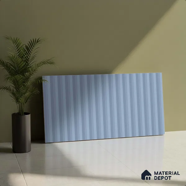 Faux Subway Fluted Wall Tile TL 06522 Pigmento Turkish Blue 2 ft x 1 ft Ceramic Matte Finish - 8 mm | Suitable For Kitchen, Bathroom, Dining Area | Please Expect a Slight Variation of Pattern