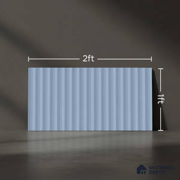 Faux Subway Fluted Wall Tile TL 06522 Pigmento Turkish Blue 2 ft x 1 ft Ceramic Matte Finish - 8 mm | Suitable For Kitchen, Bathroom, Dining Area | Please Expect a Slight Variation of Pattern
