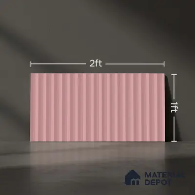 Subway Fluted Wall Tile TL 06522 C Pigmento Pink 2 ft x 1 ft Ceramic Matte Finish - 8 mm | Suitable for Kitchen & Bathroom | Please Expect a Slight Variation of Pattern