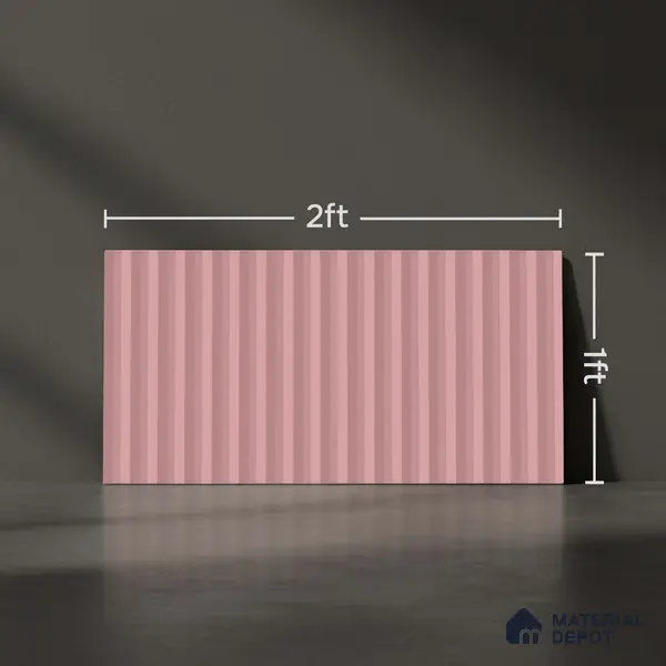 Subway Fluted Wall Tile TL 06522 C Pigmento Pink 2 ft x 1 ft Ceramic Matte Finish - 8 mm | Suitable for Kitchen & Bathroom | Please Expect a Slight Variation of Pattern