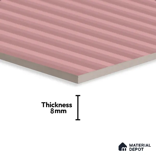 Subway Fluted Wall Tile TL 06522 C Pigmento Pink 2 ft x 1 ft Ceramic Matte Finish - 8 mm | Suitable for Kitchen & Bathroom | Please Expect a Slight Variation of Pattern