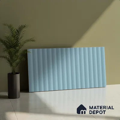 Subway Fluted Wall Tile TL 06522 D Pigmento Aqua 2 ft x 1 ft Ceramic Matte Finish - 8 mm | Suitable for Kitchen & Bathroom | Please Expect a Slight Variation of Pattern