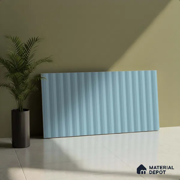 Subway Fluted Wall Tile TL 06522 D Pigmento Aqua 2 ft x 1 ft Ceramic Matte Finish - 8 mm | Suitable for Kitchen & Bathroom | Please Expect a Slight Variation of Pattern