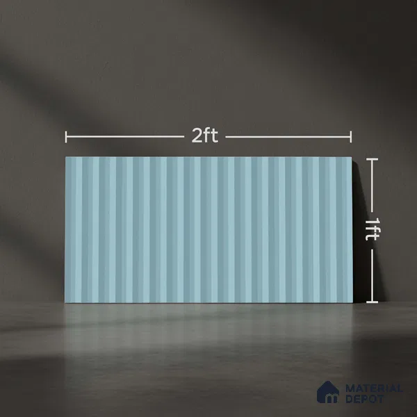 Subway Fluted Wall Tile TL 06522 D Pigmento Aqua 2 ft x 1 ft Ceramic Matte Finish - 8 mm | Suitable for Kitchen & Bathroom | Please Expect a Slight Variation of Pattern