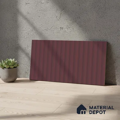 Subway Fluted Wall Tile TL 06522 E Pigmento Magenta 2 ft x 1 ft Ceramic Matte Finish - 8 mm | Suitable for Kitchen & Bathroom | Please Expect a Slight Variation of Pattern