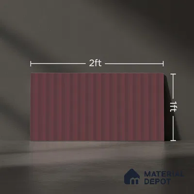 Subway Fluted Wall Tile TL 06522 E Pigmento Magenta 2 ft x 1 ft Ceramic Matte Finish - 8 mm | Suitable for Kitchen & Bathroom | Please Expect a Slight Variation of Pattern