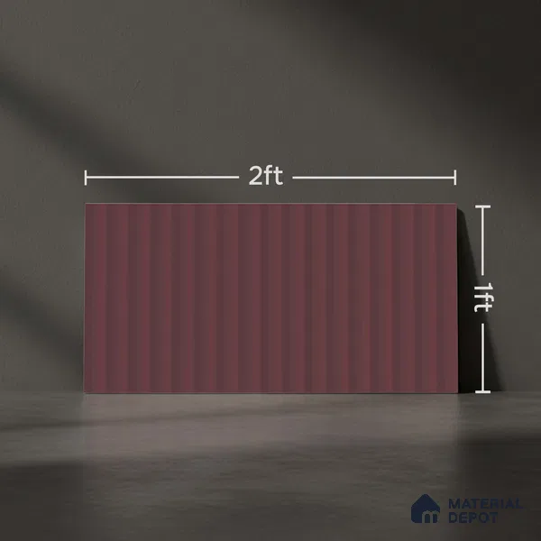 Subway Fluted Wall Tile TL 06522 E Pigmento Magenta 2 ft x 1 ft Ceramic Matte Finish - 8 mm | Suitable for Kitchen & Bathroom | Please Expect a Slight Variation of Pattern