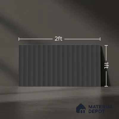 Subway Fluted Wall Tile TL 06522 G Pigmento Black 2 ft x 1 ft Ceramic Matte Finish - 8 mm | Suitable for Kitchen & Bathroom | Please Expect a Slight Variation of Pattern