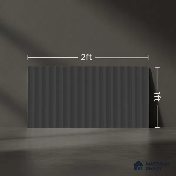 Subway Fluted Wall Tile TL 06522 G Pigmento Black 2 ft x 1 ft Ceramic Matte Finish - 8 mm | Suitable for Kitchen & Bathroom | Please Expect a Slight Variation of Pattern