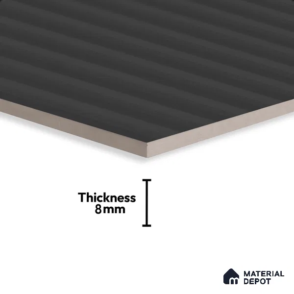 Subway Fluted Wall Tile TL 06522 G Pigmento Black 2 ft x 1 ft Ceramic Matte Finish - 8 mm | Suitable for Kitchen & Bathroom | Please Expect a Slight Variation of Pattern
