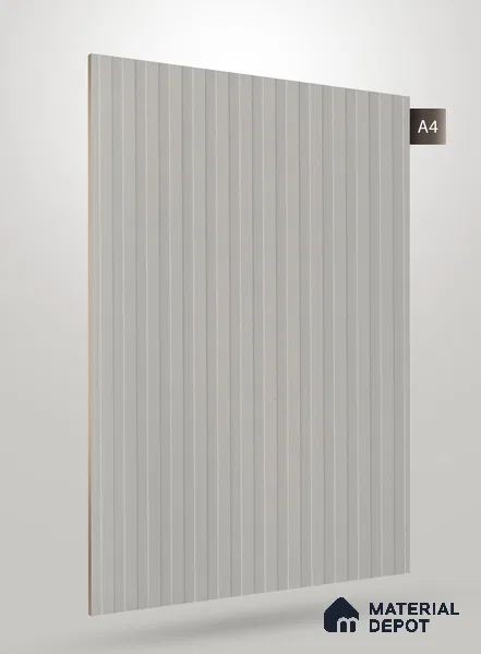 Light Cool Grey Fluted Solid Color BM 242 8 ft x 4 ft Matte Finish Decorative Laminate - 1 mm | Suitable for TV Unit,Wardrobe, Kitchen Cabinets