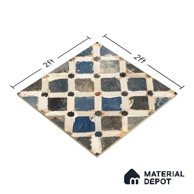 TL 00901 Bogota 2 ft x 2 ft Matte Finish Moroccan Vitrified Floor & Wall Tile - 9 mm | Please Expect a Slight Variation of Pattern