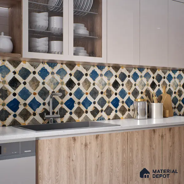 TL 00901 Bogota 2 ft x 2 ft Matte Finish Moroccan Vitrified Floor & Wall Tile - 9 mm | Please Expect a Slight Variation of Pattern