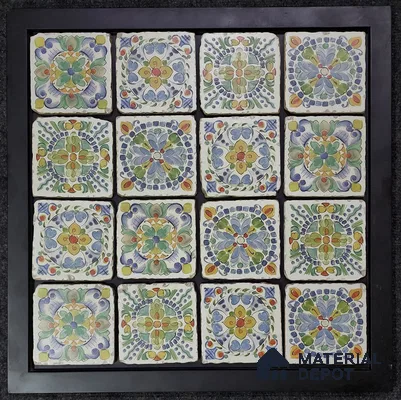 Handmade Third Fired Tumbled Tile TL 12987 Azure Talavera 97x97 mm Glazed Matte Finish Vitrified Mutipurpose Wall & Floor Spanish Series Tile - 9 mm