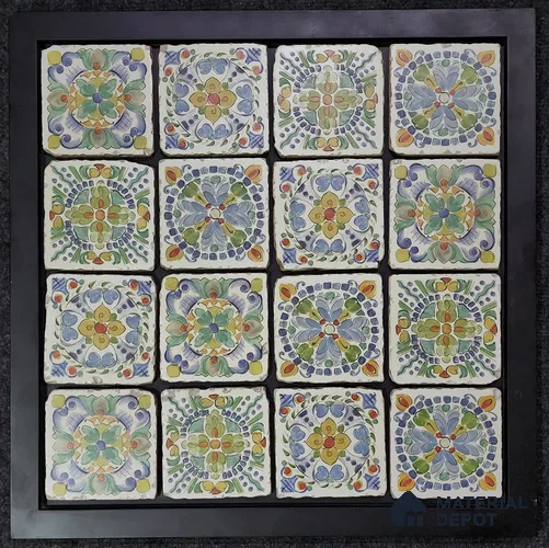 Handmade Third Fired Tumbled Tile TL 12987 Azure Talavera 97x97 mm Glazed Matte Finish Vitrified Mutipurpose Wall & Floor Spanish Series Tile - 9 mm