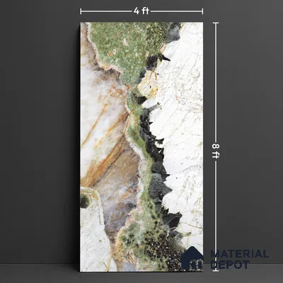 Large Format Bookmatch Floor & Wall Tile TL 10588 Botanic Wave 8 ft x 4 ft Colour Body Vitrified Glossy Finish - 9 mm | Suitable for Living Room, Bedroom, Bathroom | Adhesive and Spacers Must be Used During Installation