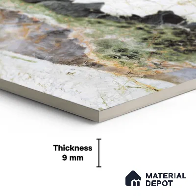 Large Format Bookmatch Floor & Wall Tile TL 10588 Botanic Wave 8 ft x 4 ft Colour Body Vitrified Glossy Finish - 9 mm | Suitable for Living Room, Bedroom, Bathroom | Adhesive and Spacers Must be Used During Installation