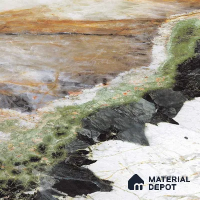 Large Format Bookmatch Floor & Wall Tile TL 10588 Botanic Wave 8 ft x 4 ft Colour Body Vitrified Glossy Finish - 9 mm | Suitable for Living Room, Bedroom, Bathroom | Adhesive and Spacers Must be Used During Installation