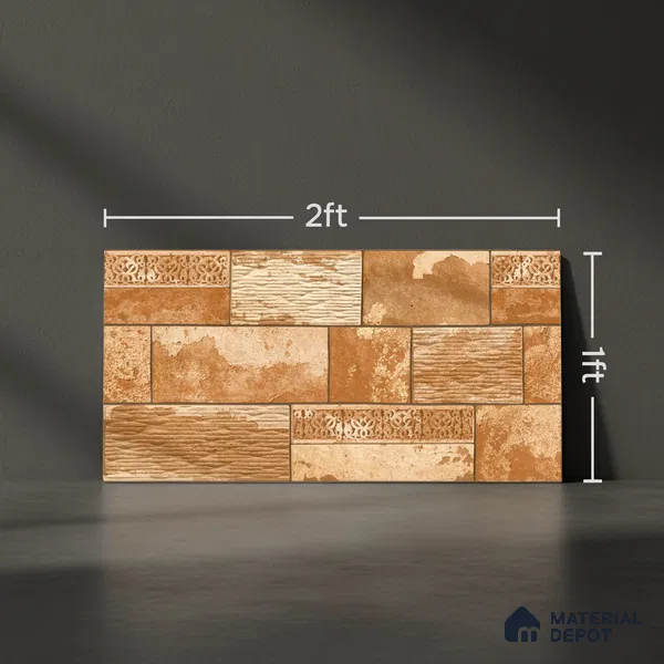 TL 04274 Earth Brown Matte Finish 600 x 300 mm Elevation Wall Cladding Tile - 10 mm