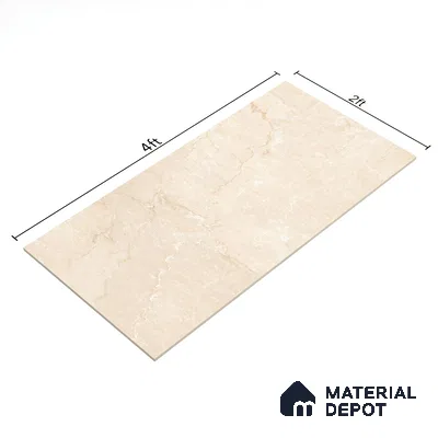 Marble Wall & Floor Tile | TL 02571 Botticino Tortilla 4 ft x 2 ft Glossy Finish Random Design Vitrified Tile - 9 mm | Suitable For Living Room, Bedroom, Kitchen (Sample)