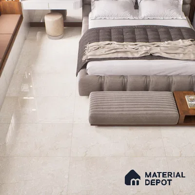 Marble Wall & Floor Tile | TL 02571 Botticino Tortilla 4 ft x 2 ft Glossy Finish Random Design Vitrified Tile - 9 mm | Suitable For Living Room, Bedroom, Kitchen (Sample)