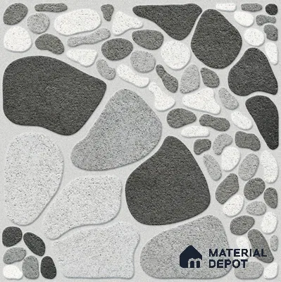 Boulder Floor Tile TL 05292 Strada Stonery Grey 16 inch x 16 inch Vitrified Punch Matte Finish - 12 mm | Suitable for Parking, Balcony, Courtyard, Patio, Terrace | Pattern Alignment May Vary | 2-3 mm Spacer is Mandatory (Sample)