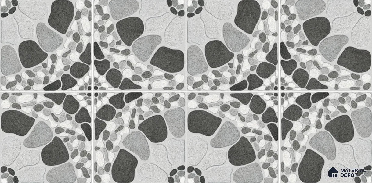 Boulder Floor Tile TL 05292 Strada Stonery Grey 16 inch x 16 inch Vitrified Punch Matte Finish - 12 mm | Suitable for Parking, Balcony, Courtyard, Patio, Terrace | Pattern Alignment May Vary | 2-3 mm Spacer is Mandatory (Sample)
