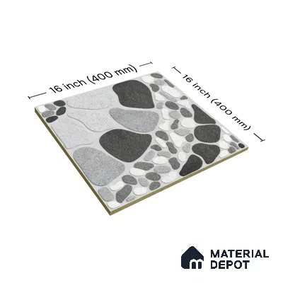 Boulder Floor Tile TL 05292 Strada Stonery Grey 16 inch x 16 inch Vitrified Punch Matte Finish - 12 mm | Suitable for Parking, Balcony, Courtyard, Patio, Terrace | Pattern Alignment May Vary | 2-3 mm Spacer is Mandatory (Sample)