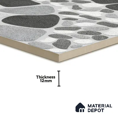 Boulder Floor Tile TL 05292 Strada Stonery Grey 16 inch x 16 inch Vitrified Punch Matte Finish - 12 mm | Suitable for Parking, Balcony, Courtyard, Patio, Terrace | Pattern Alignment May Vary | 2-3 mm Spacer is Mandatory (Sample)