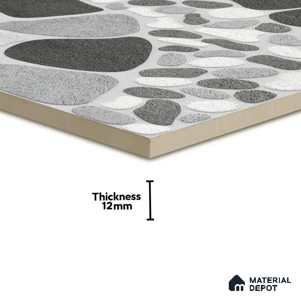 Boulder Floor Tile TL 05292 Strada Stonery Grey 16 inch x 16 inch Vitrified Punch Matte Finish - 12 mm | Suitable for Parking, Balcony, Courtyard, Patio, Terrace | Pattern Alignment May Vary | 2-3 mm Spacer is Mandatory (Sample)