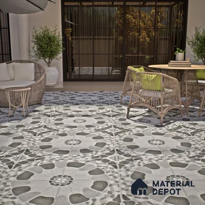 Boulder Floor Tile TL 05292 Strada Stonery Grey 16 inch x 16 inch Vitrified Punch Matte Finish - 12 mm | Suitable for Parking, Balcony, Courtyard, Patio, Terrace | Pattern Alignment May Vary | 2-3 mm Spacer is Mandatory (Sample)