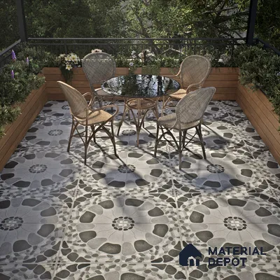 Boulder Floor Tile TL 05292 Strada Stonery Grey 16 inch x 16 inch Vitrified Punch Matte Finish - 12 mm | Suitable for Parking, Balcony, Courtyard, Patio, Terrace | Pattern Alignment May Vary | 2-3 mm Spacer is Mandatory (Sample)