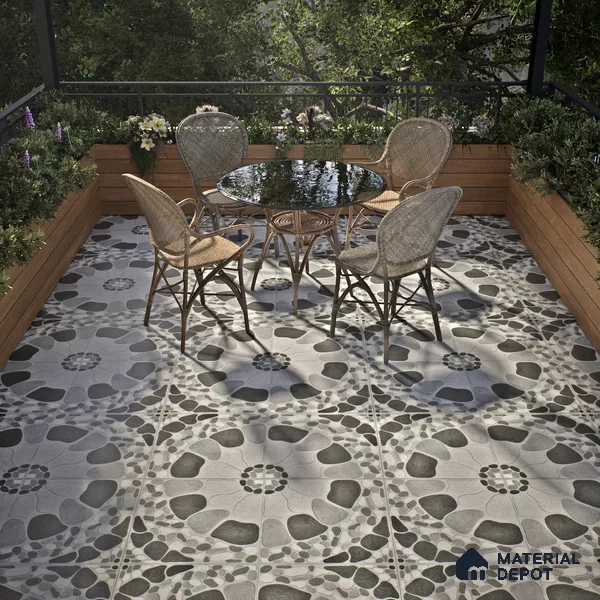 Boulder Floor Tile TL 05292 Strada Stonery Grey 16 inch x 16 inch Vitrified Punch Matte Finish - 12 mm | Suitable for Parking, Balcony, Courtyard, Patio, Terrace | Pattern Alignment May Vary | 2-3 mm Spacer is Mandatory (Sample)