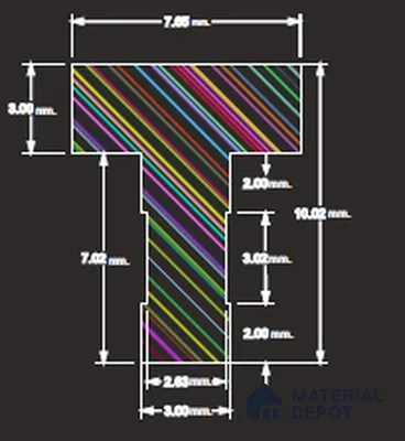 SSL Silver Flat T Brass Tile Profile Matte Finsh TF 00446 CT | 6 ft x 15 mm | Wall Use | 10.2 mm