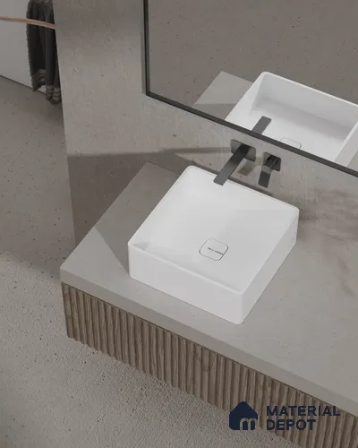 Brazzaville Solid White Translucent Basin BS 00206 400 x 400 mm Artificial Stone Acrylic Body Stain Free Designer Basin - 125 mm | Suitable For Bathroom, Vanity & Utility Areas