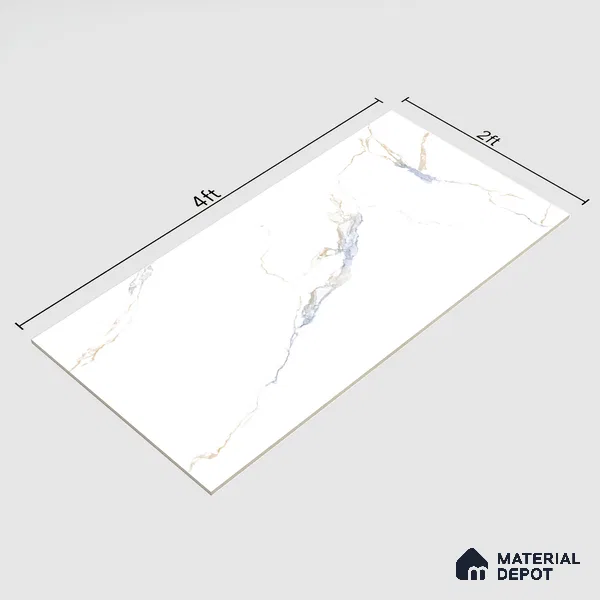 Marble Floor & Wall Tile TL 05575 Satvario Breza 4 ft x 2 ft Glossy Finish Vitrified Tile - 9 mm (Random 4)