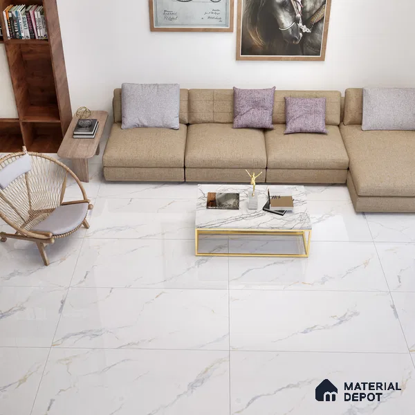 Marble Floor & Wall Tile TL 05575 Satvario Breza 4 ft x 2 ft Glossy Finish Vitrified Tile - 9 mm (Random 4)
