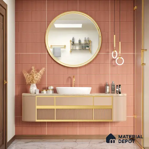 TL 00696 B Brick Blush Series Pattern 2 Red Matte Finish 4 ft x 2 ft Full Body Vitrified Tile - 9 mm