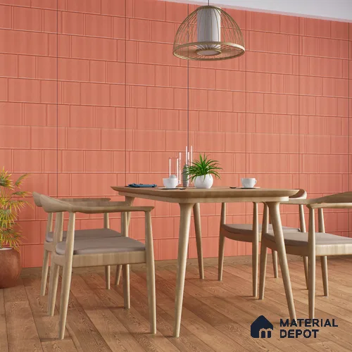 TL 00696 B Brick Blush Series Pattern 2 Red Matte Finish 4 ft x 2 ft Full Body Vitrified Tile - 9 mm