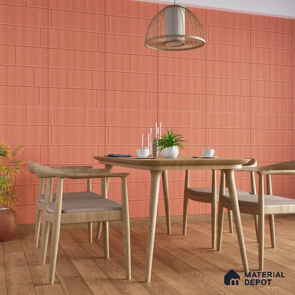 TL 00696 B Brick Blush Series Pattern 2 Red Matte Finish 4 ft x 2 ft Full Body Vitrified Tile - 9 mm (Sample)