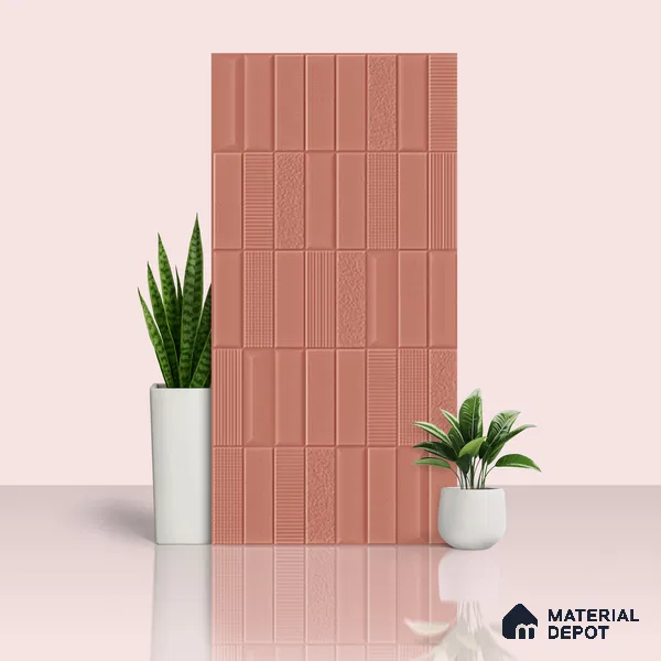 TL 00696 C Brick Blush Series Pattern 1 Red Matte Finish 4 ft x 2 ft Full Body Vitrified Tile - 9 mm (Sample)