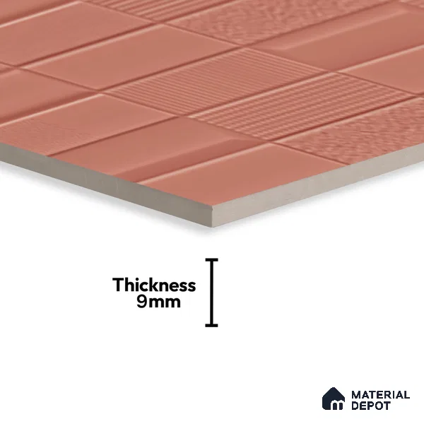 TL 00696 C Brick Blush Series Pattern 1 Red Matte Finish 4 ft x 2 ft Full Body Vitrified Tile - 9 mm (Sample)