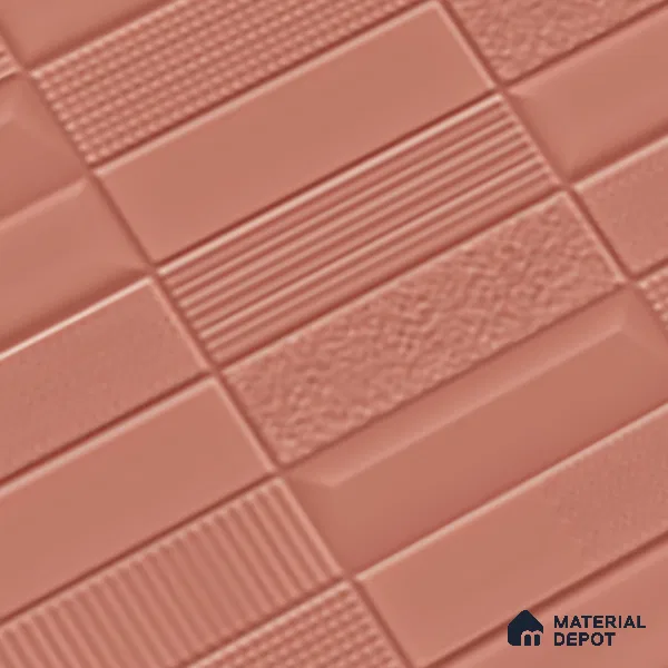TL 00696 C Brick Blush Series Pattern 1 Red Matte Finish 4 ft x 2 ft Full Body Vitrified Tile - 9 mm (Sample)