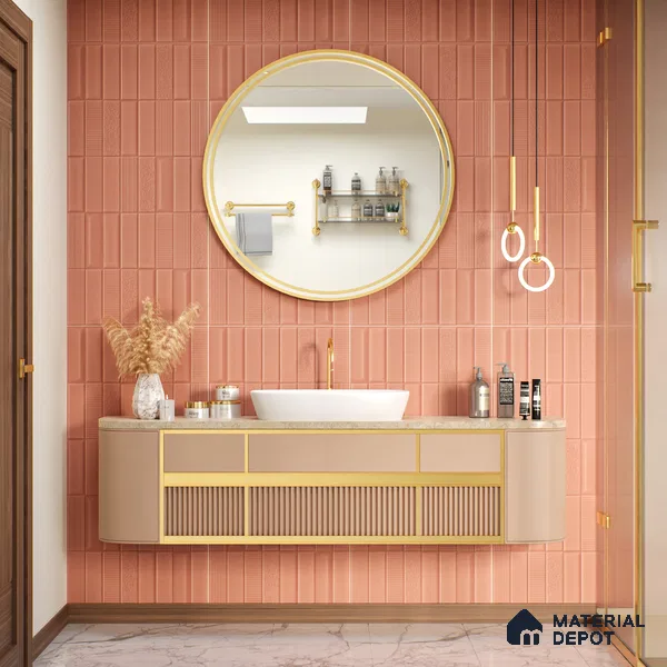 TL 00696 C Brick Blush Series Pattern 1 Red Matte Finish 4 ft x 2 ft Full Body Vitrified Tile - 9 mm (Sample)