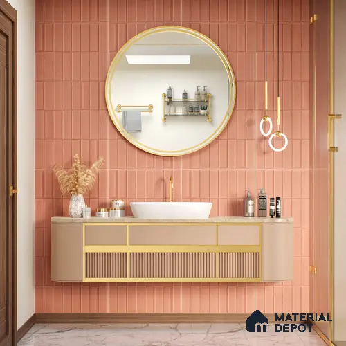 TL 00696 C Brick Blush Series Pattern 1 Red Matte Finish 4 ft x 2 ft Full Body Vitrified Tile - 9 mm
